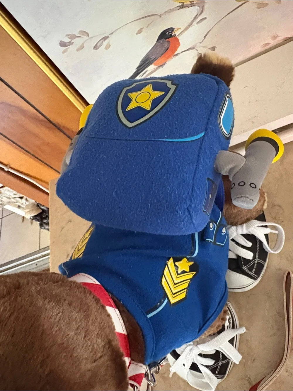 Nickelodeon Blue Police Pup Plush with Red-White Leash